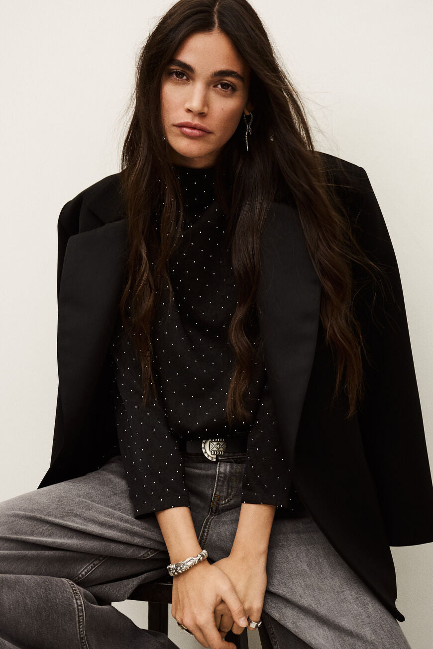 Debra Assymetrical Collar Top