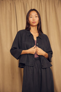 Cossac Flared Jacket in Black Lyocell