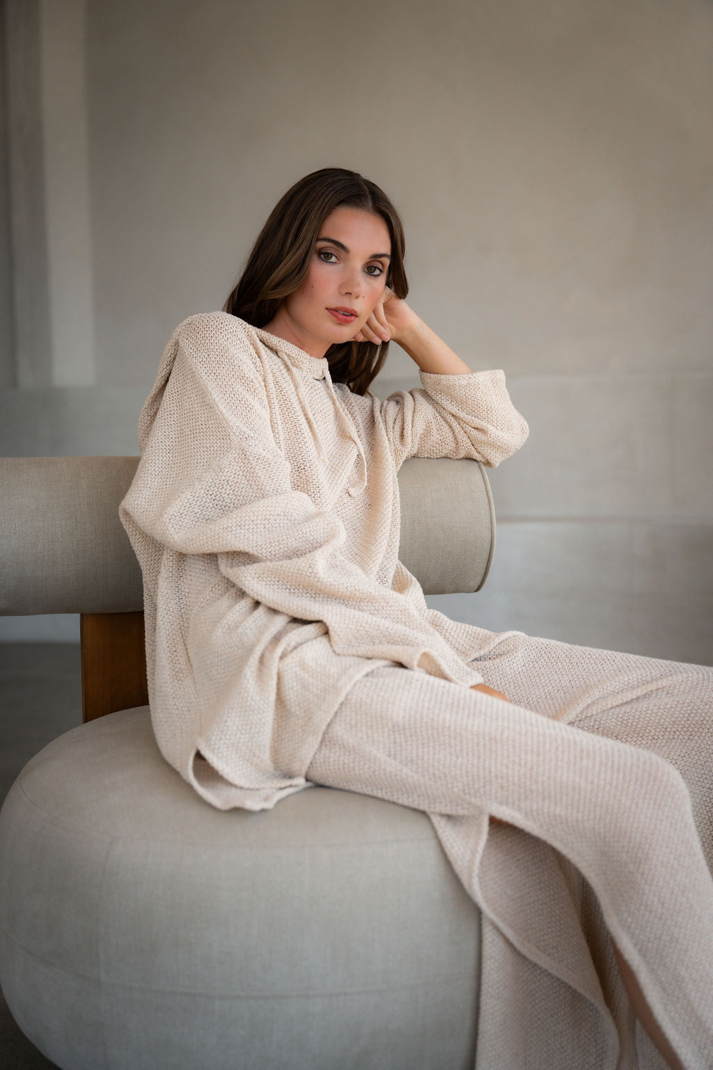 Organic Cotton Crochet Hooded Sweater