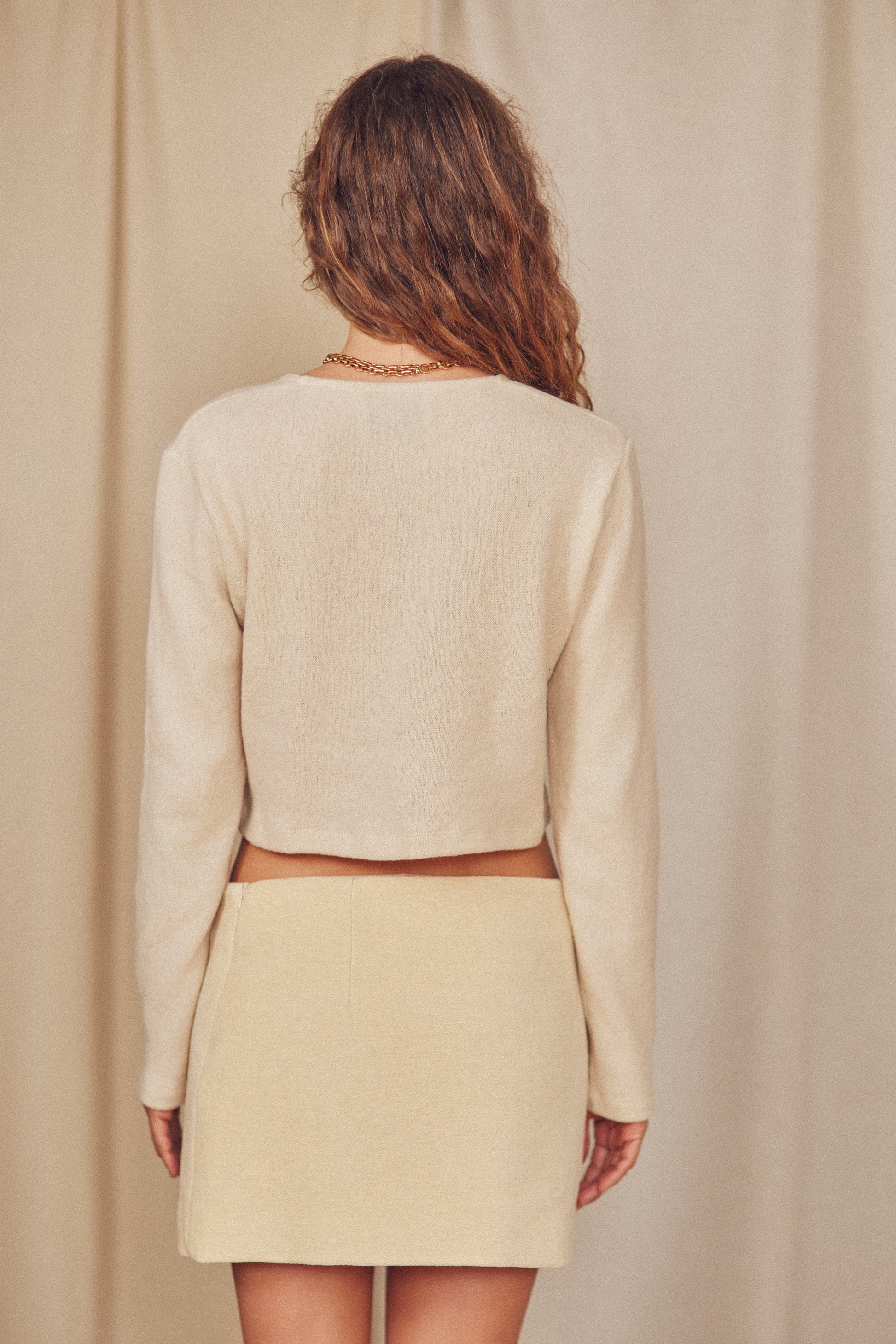 Cossac Organic Jacquard Mini Skirt- Oat