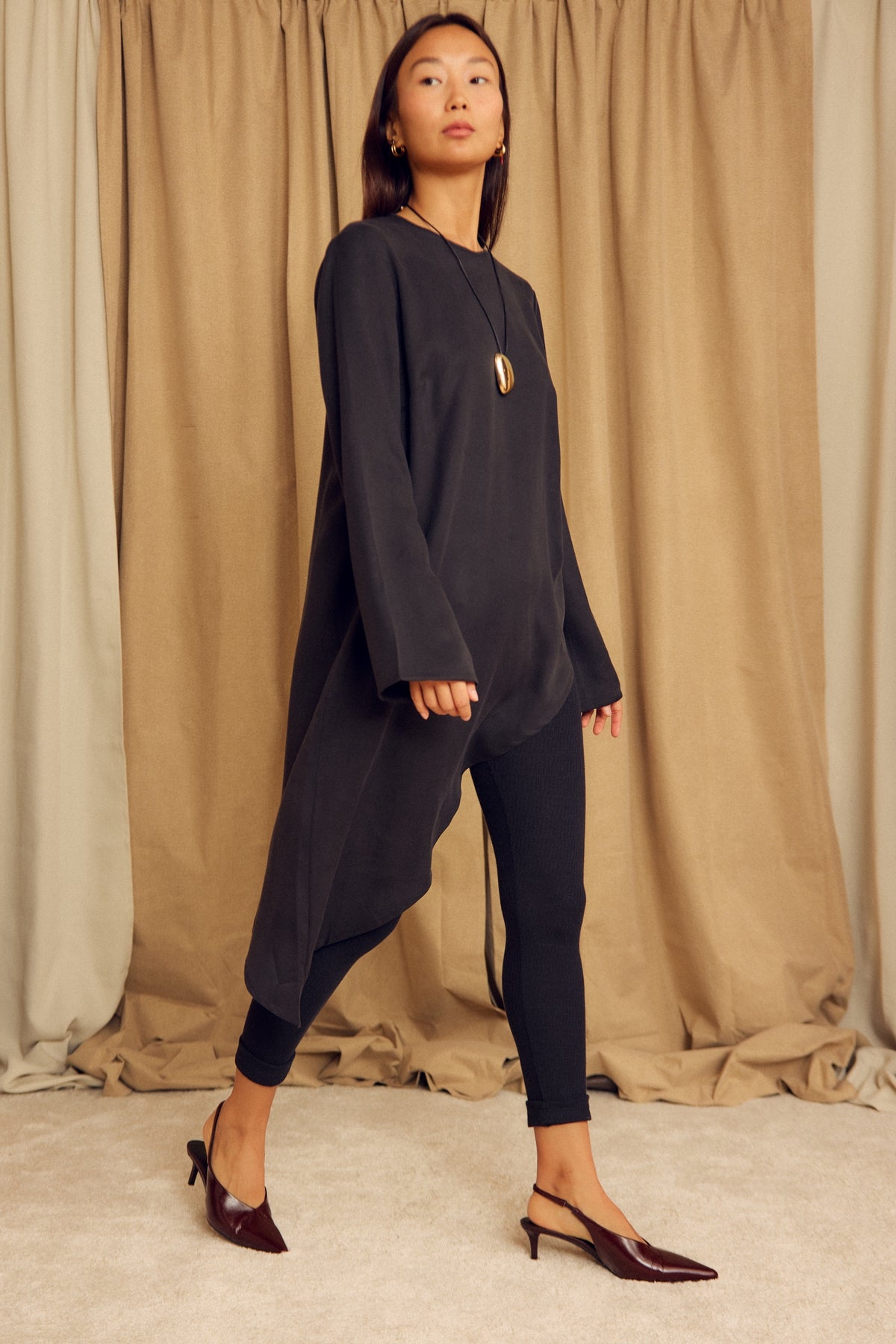 Cossac Asymmetric Tunic in Black