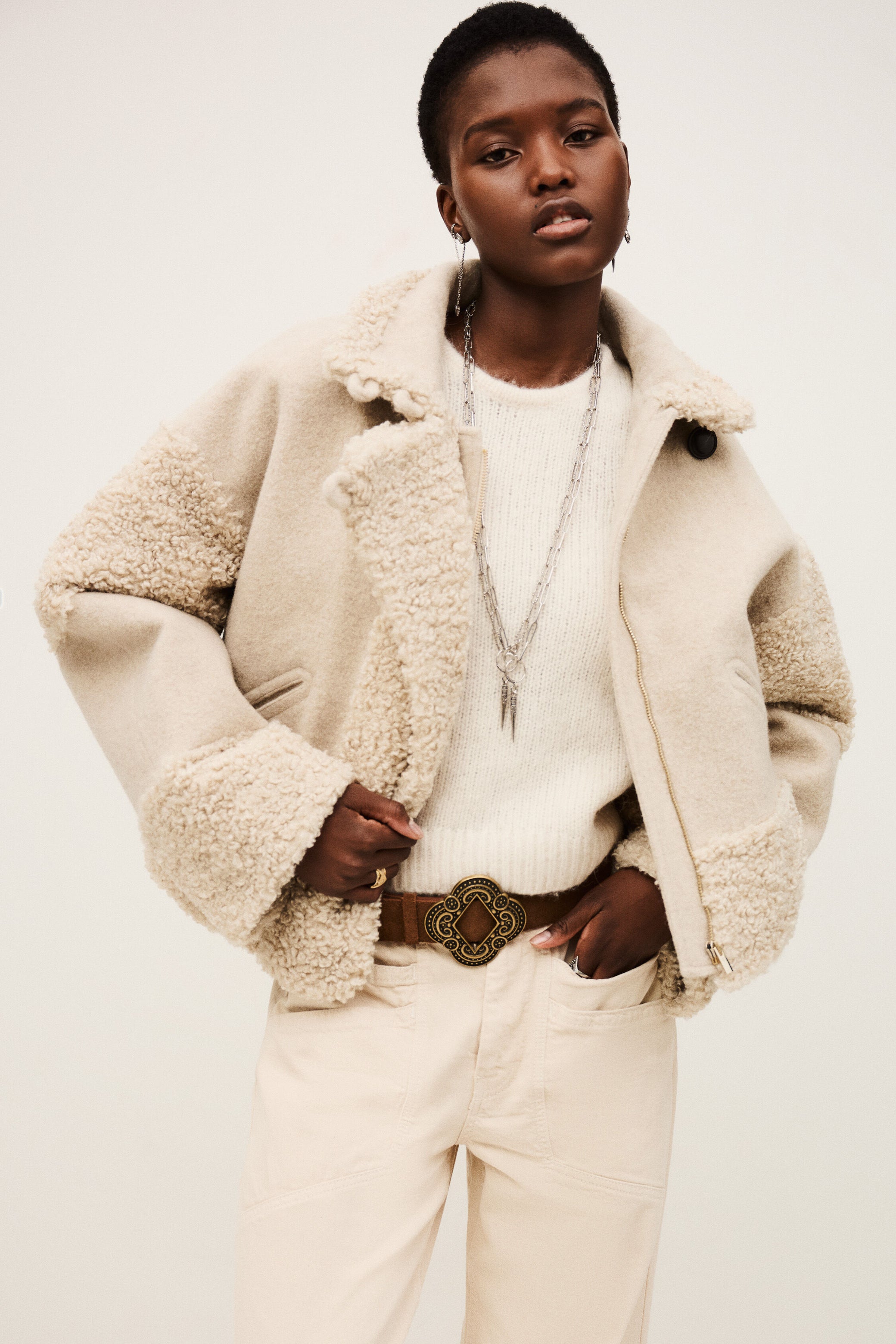 Ba&amp;Sh Fleet Coat- Ecru