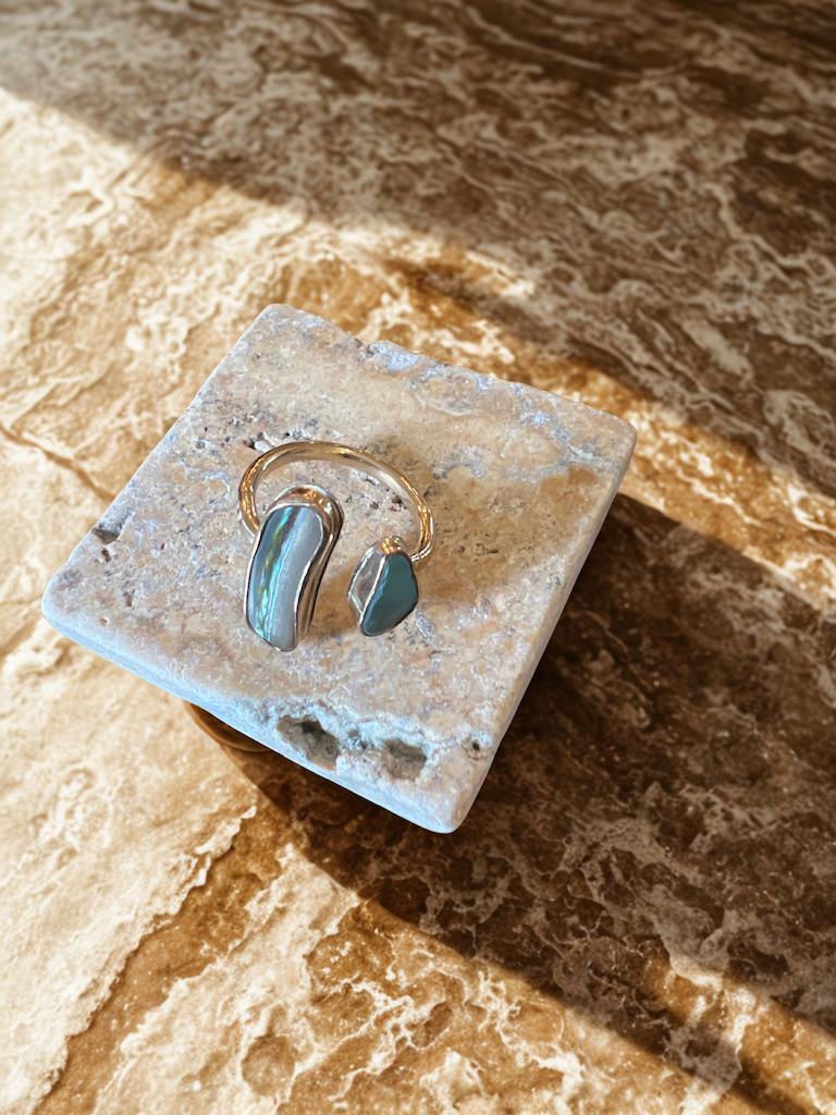 Abalone Sea Glass Ring