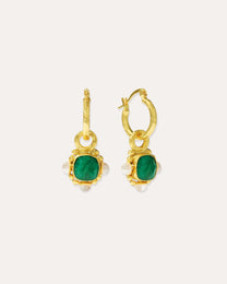 Esther Emerald and Pearl Drop Hoop Earrings