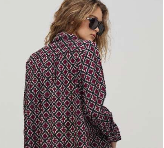 San Marino Corduroy Shirt- Bordeaux Tiles