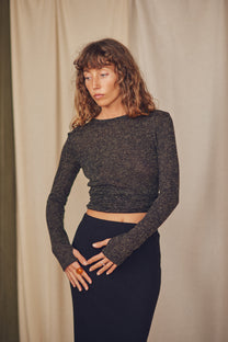 Cossac Wrap Top - Black Melange