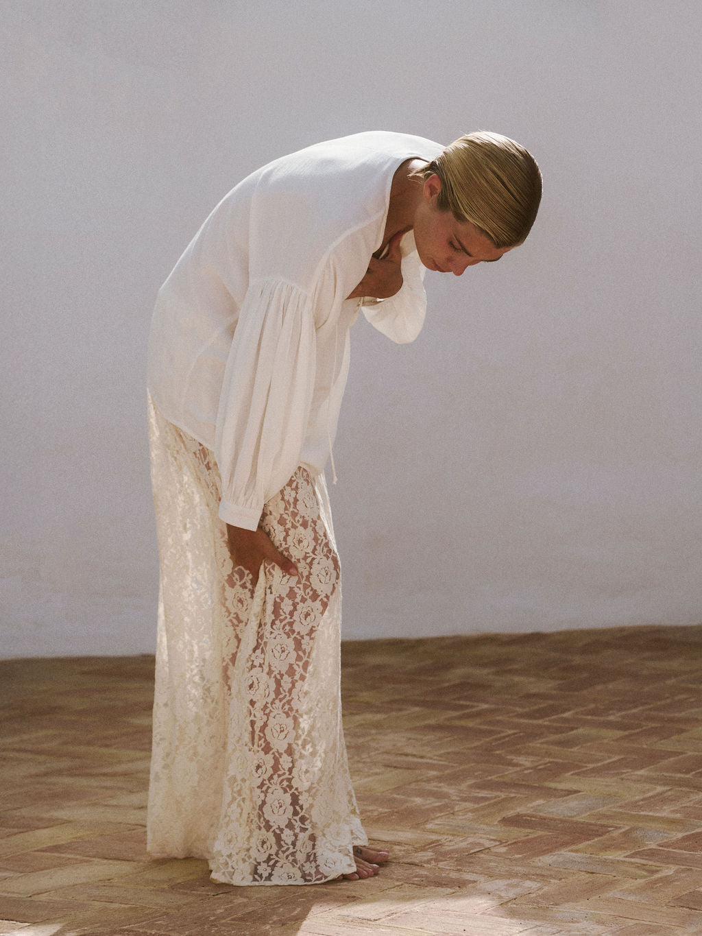 Lace Slip Skirt- White