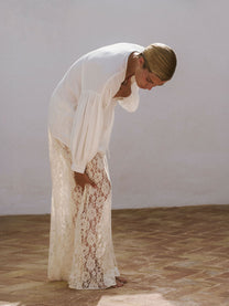 Lace Slip Skirt- White