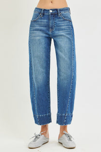 Risen Slouchy Crop Barrel Jeans- Medium