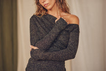 Cossac Drape Top- Black Melange