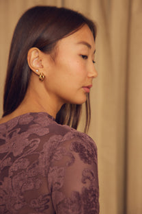 Cossac Devoré Drape Top in Cocoa