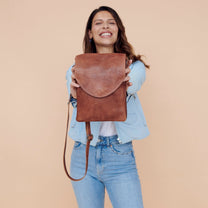 Latico Peck Leather Crossbody Bag- Cognac