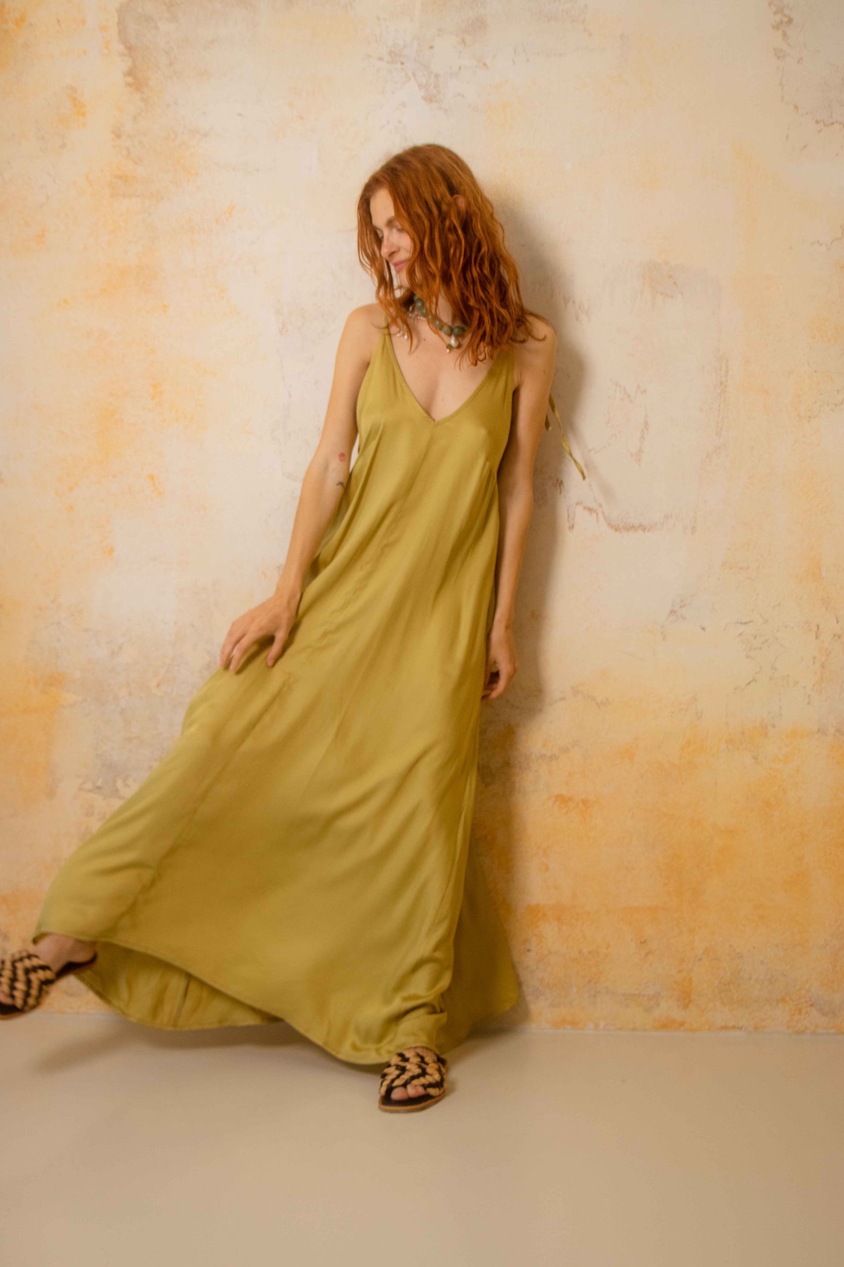 Cossac Ecovero Maxi Dress in Soft Olive