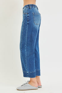 Risen Slouchy Crop Barrel Jeans- Medium