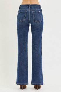 Risen Tummy Control Mid Rise Bootcut Jeans- Dark