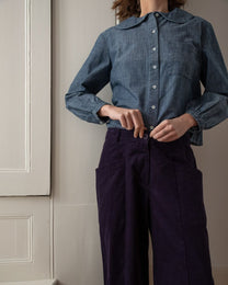 LORREN BARREL LEG CORDUROY PANT- NAVY