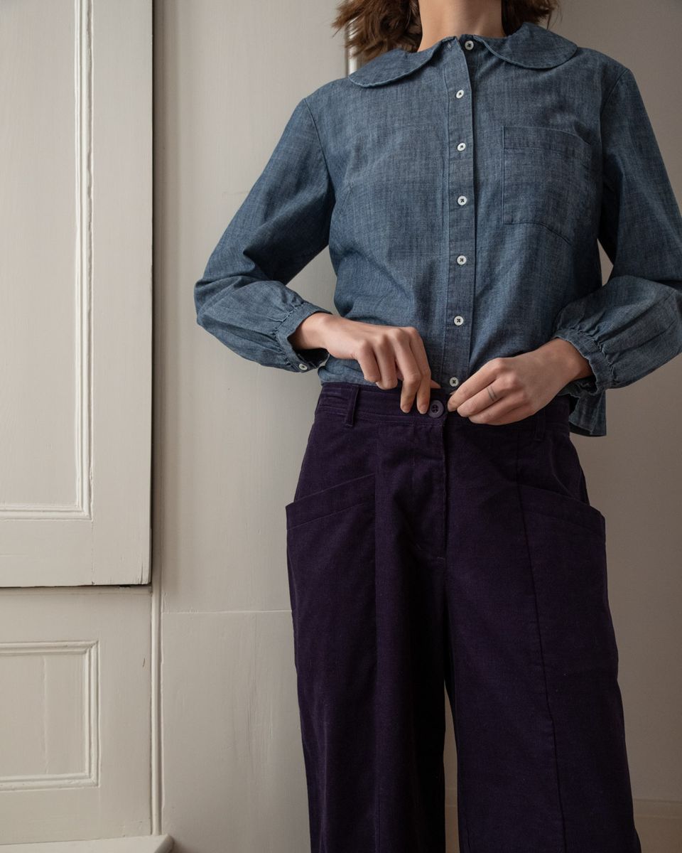 LORREN BARREL LEG CORDUROY PANT- NAVY