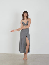 ESMERALDA cashmere knitted wrapped skirt gray