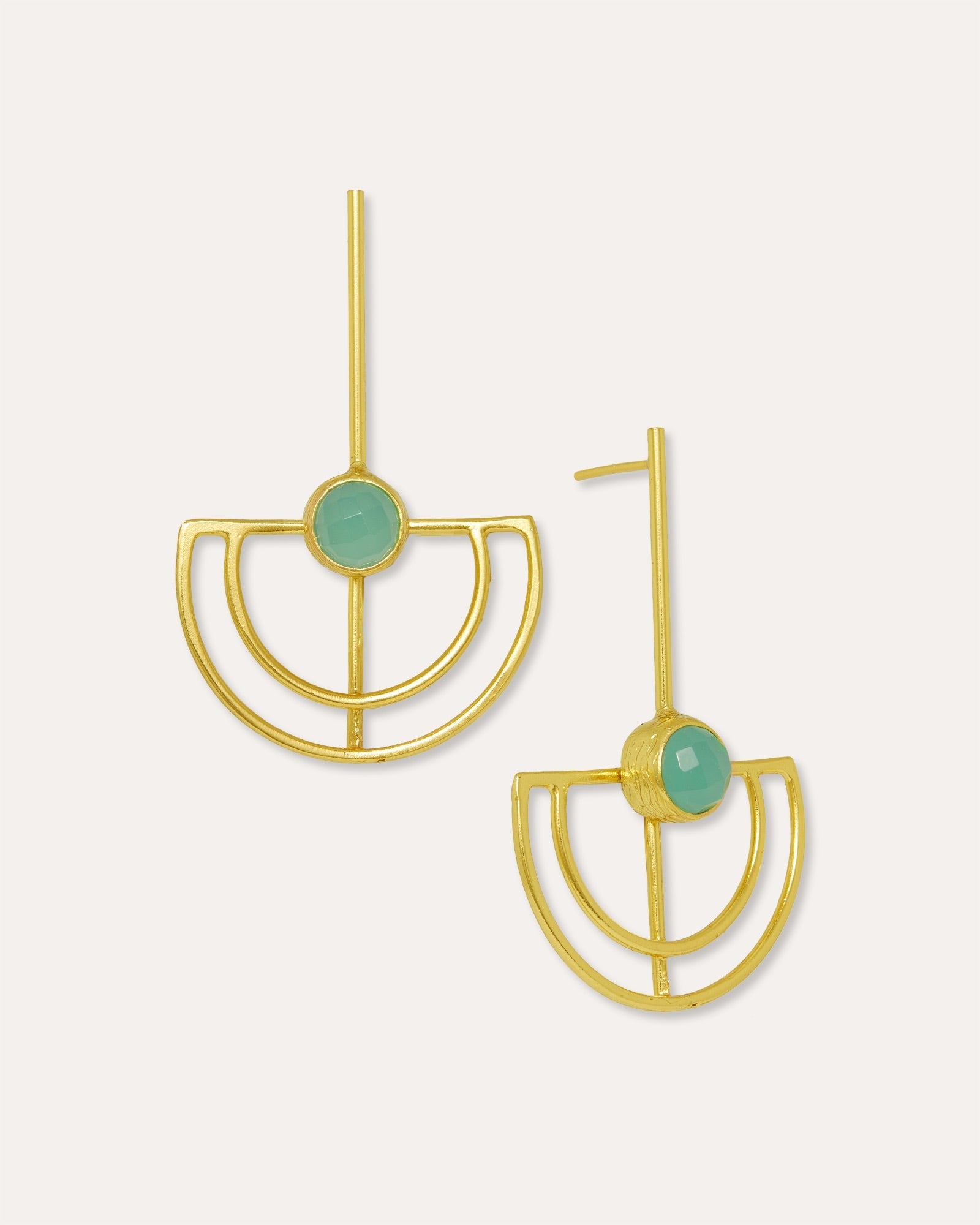 Elise Aqua Chalcedony Drop Stud Earrings