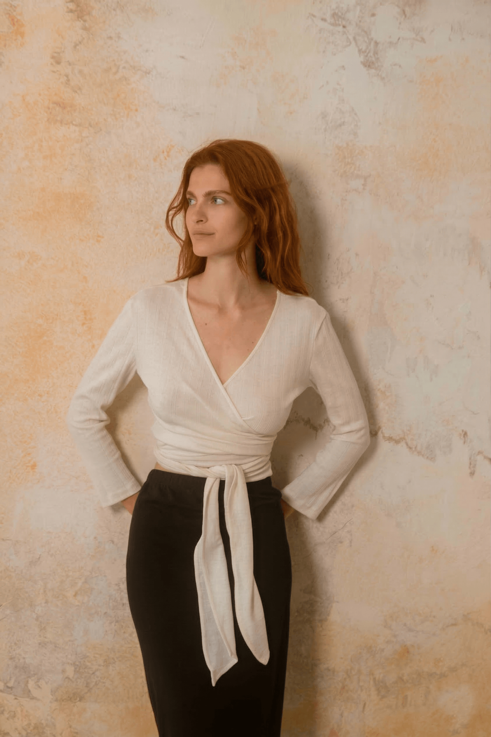 Cossac Ballet Wrap Top - Ecru Banana &amp; Pineapple Fiber