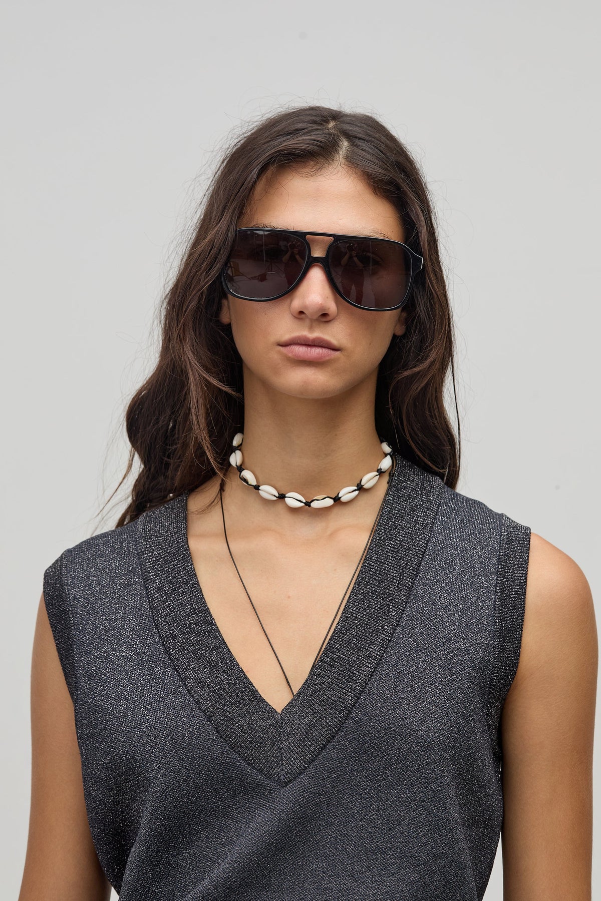 Preppy knitted Vest- Graphite