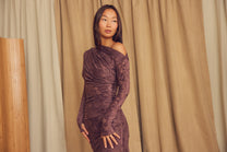 Cossac Devoré Drape Top in Cocoa