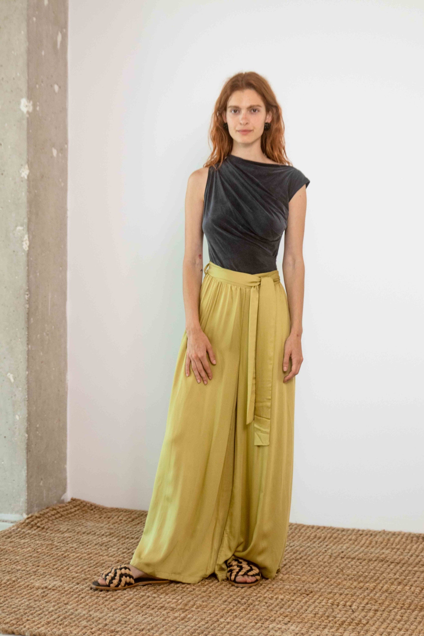 Cossac Drape Neckline Bodysuit in Slate Black