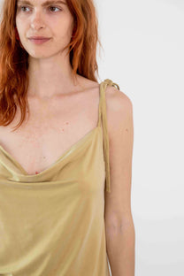 Cossac Drape Slip Top in Soft Olive Cupro