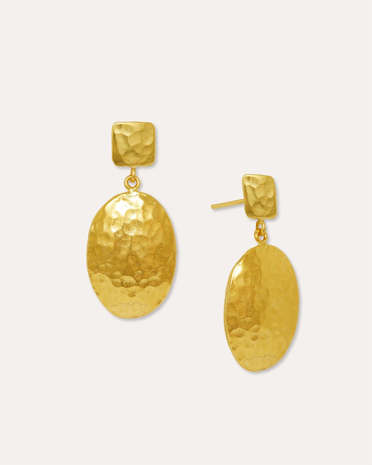 Desiree Hammered Drop Stud Earrings