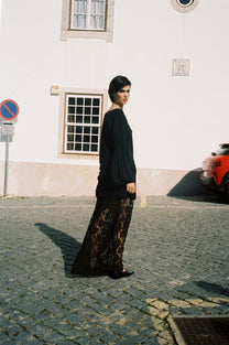Lace Slip Skirt- Black