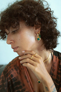 Esther Emerald and Pearl Drop Hoop Earrings