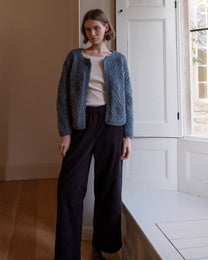 NOVA LACY HAND KNIT MOHAIR CARDIGAN- SMOKED BLUE