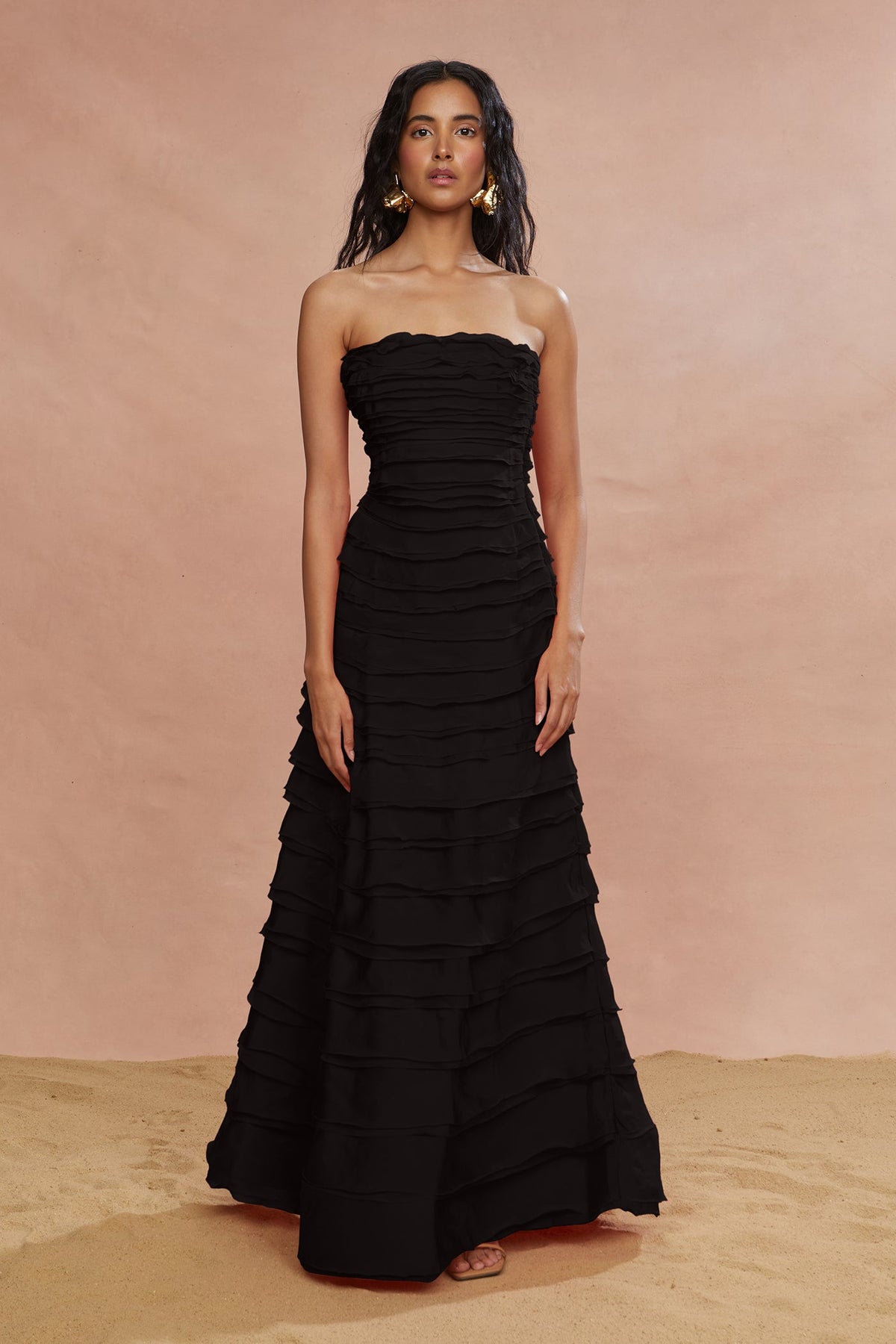 Pepper Layered Gown- Black