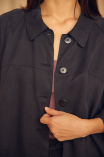 Cossac Flared Jacket in Black Lyocell