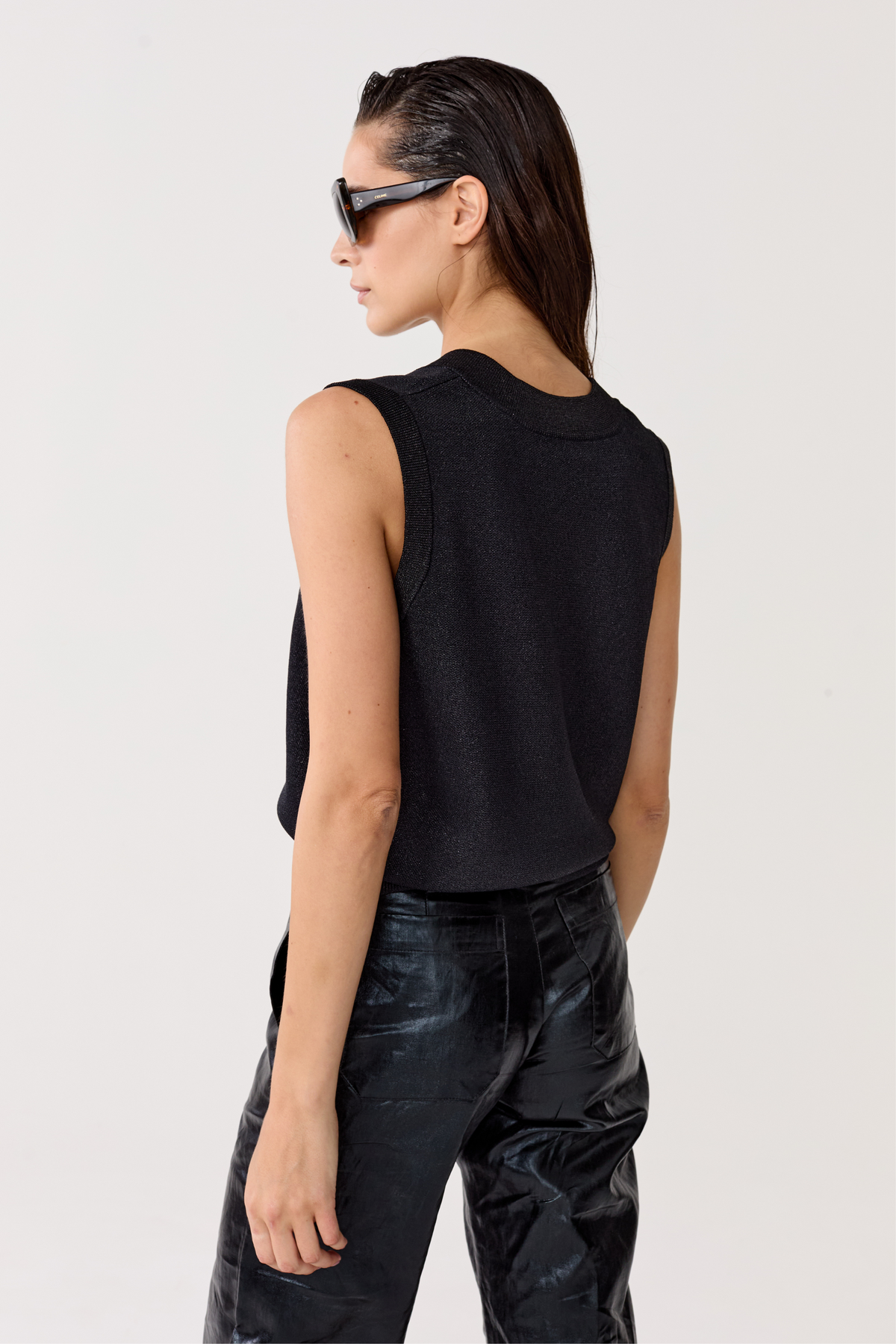 Preppy knitted Vest- Black