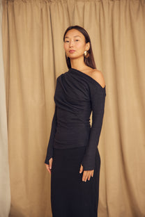 Cossac Wool Drape Top - Black