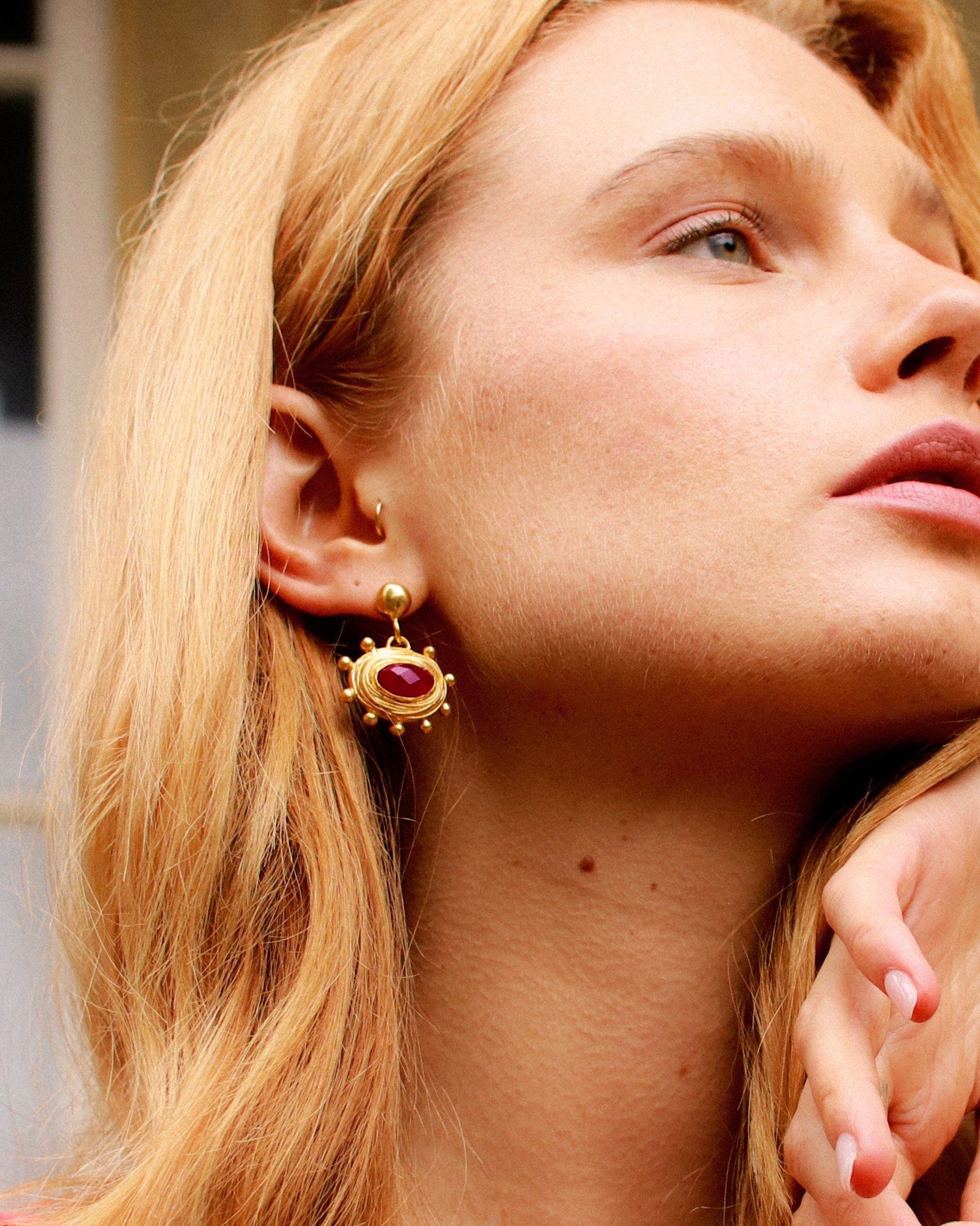 Zand Ruby Drop Earrings