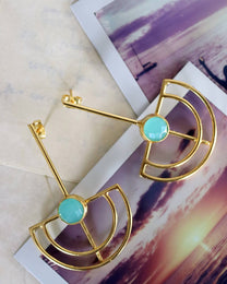 Elise Aqua Chalcedony Drop Stud Earrings