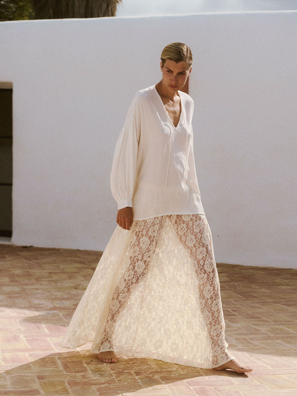 Lace Slip Skirt- White