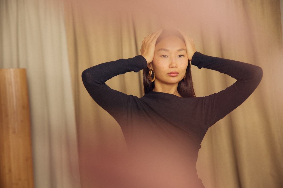 Cossac Wool Drape Top - Black
