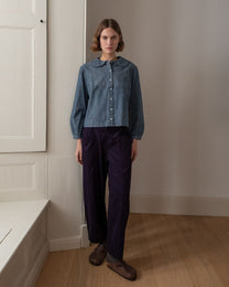 LORREN BARREL LEG CORDUROY PANT- NAVY