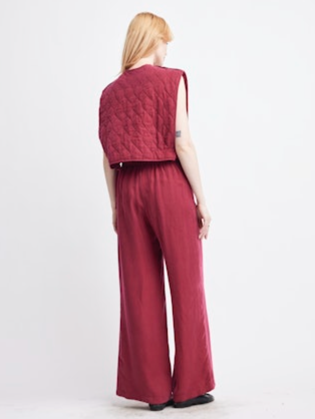 Caroline Cupro Trouser- Cranberry