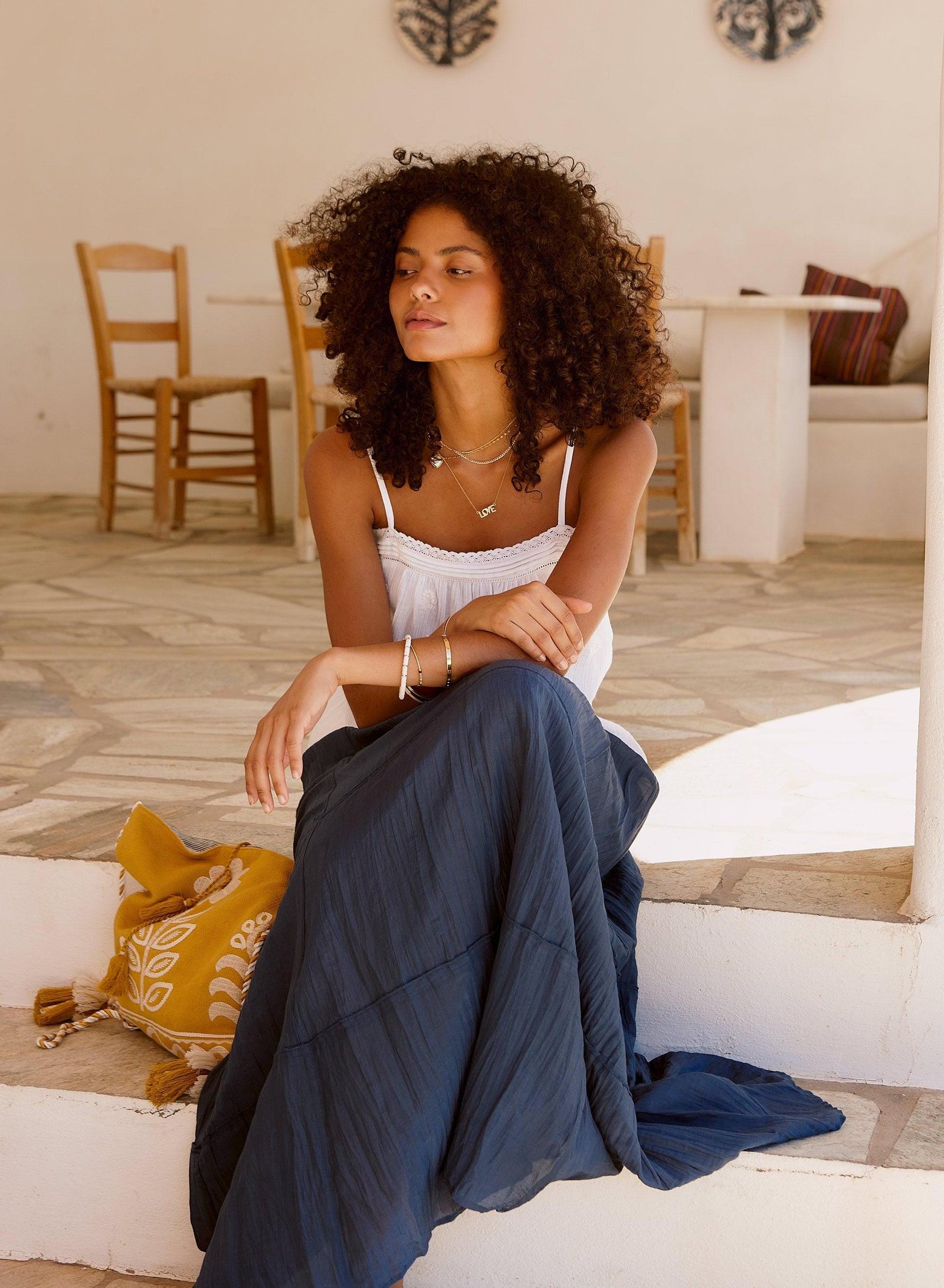 M.A.B.E Kora Cotton Silk Maxi Skirt