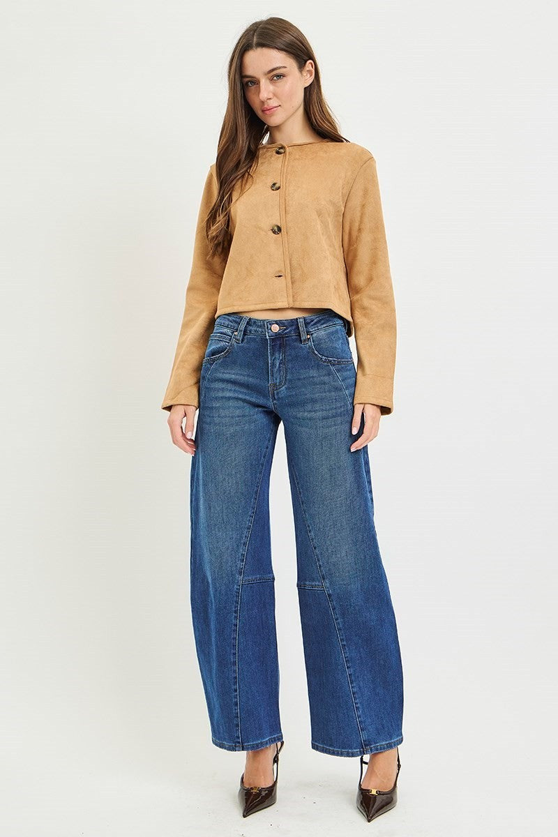 Risen Slouchy Barrel Twisted Seam Jeans- Dark