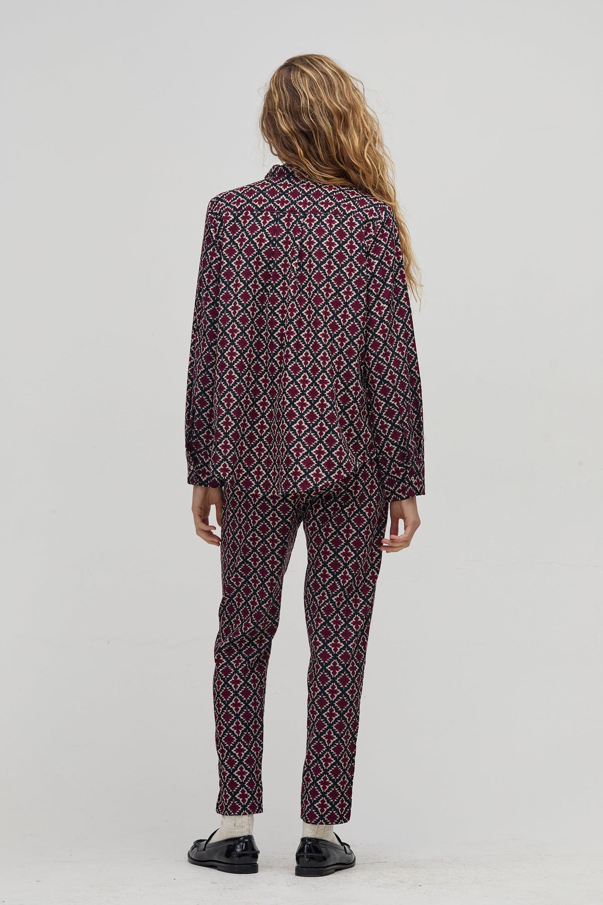 San Marino Corduroy Shirt- Bordeaux Tiles