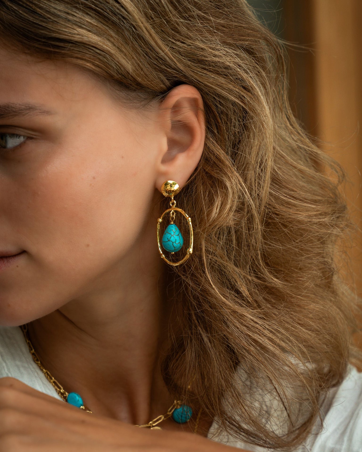 Sloane Turquoise Drop Stud Earrings
