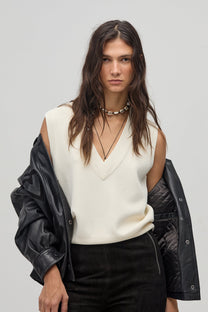 Preppy knitted Vest- Off White