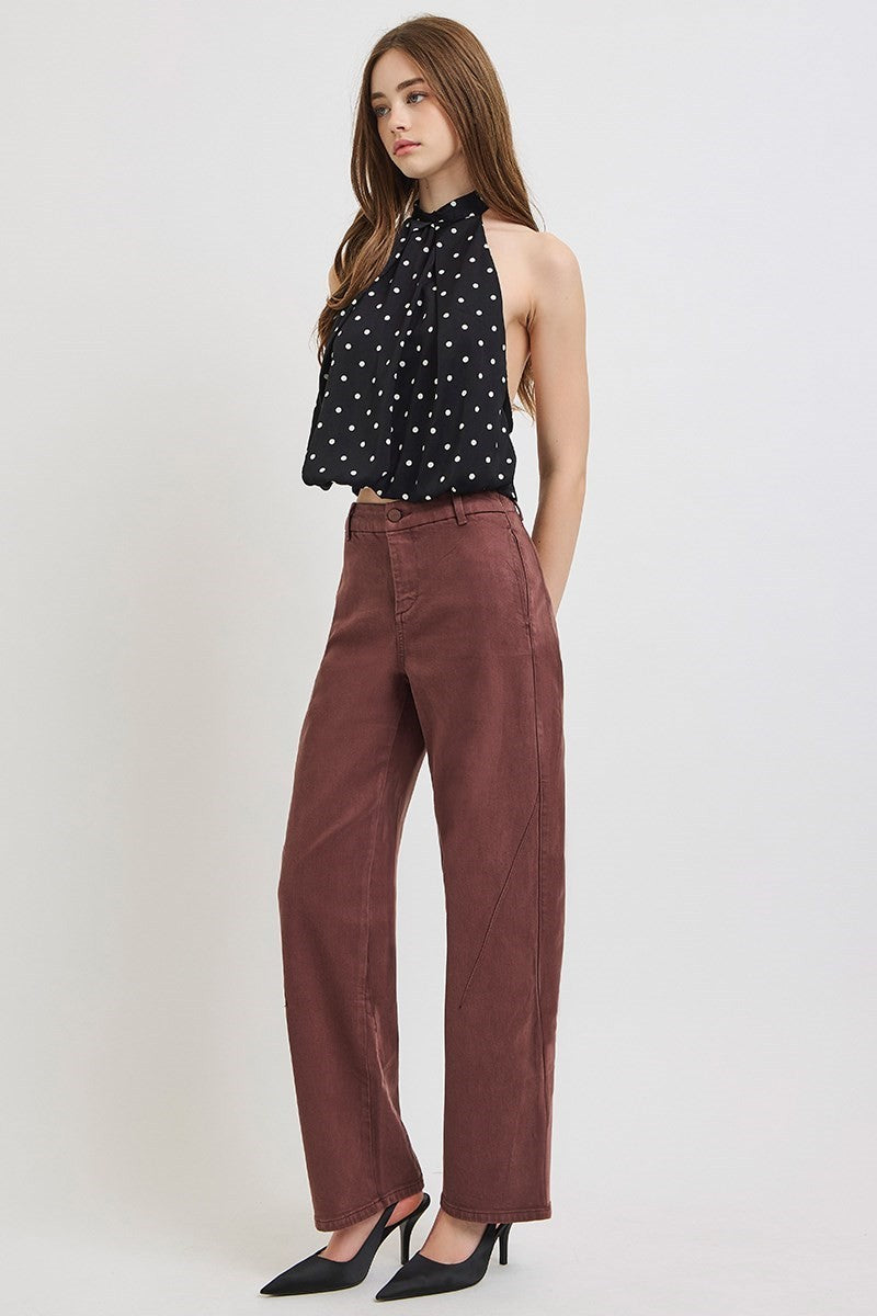 Risen Slouchy Baggy Pants- Choco Brown