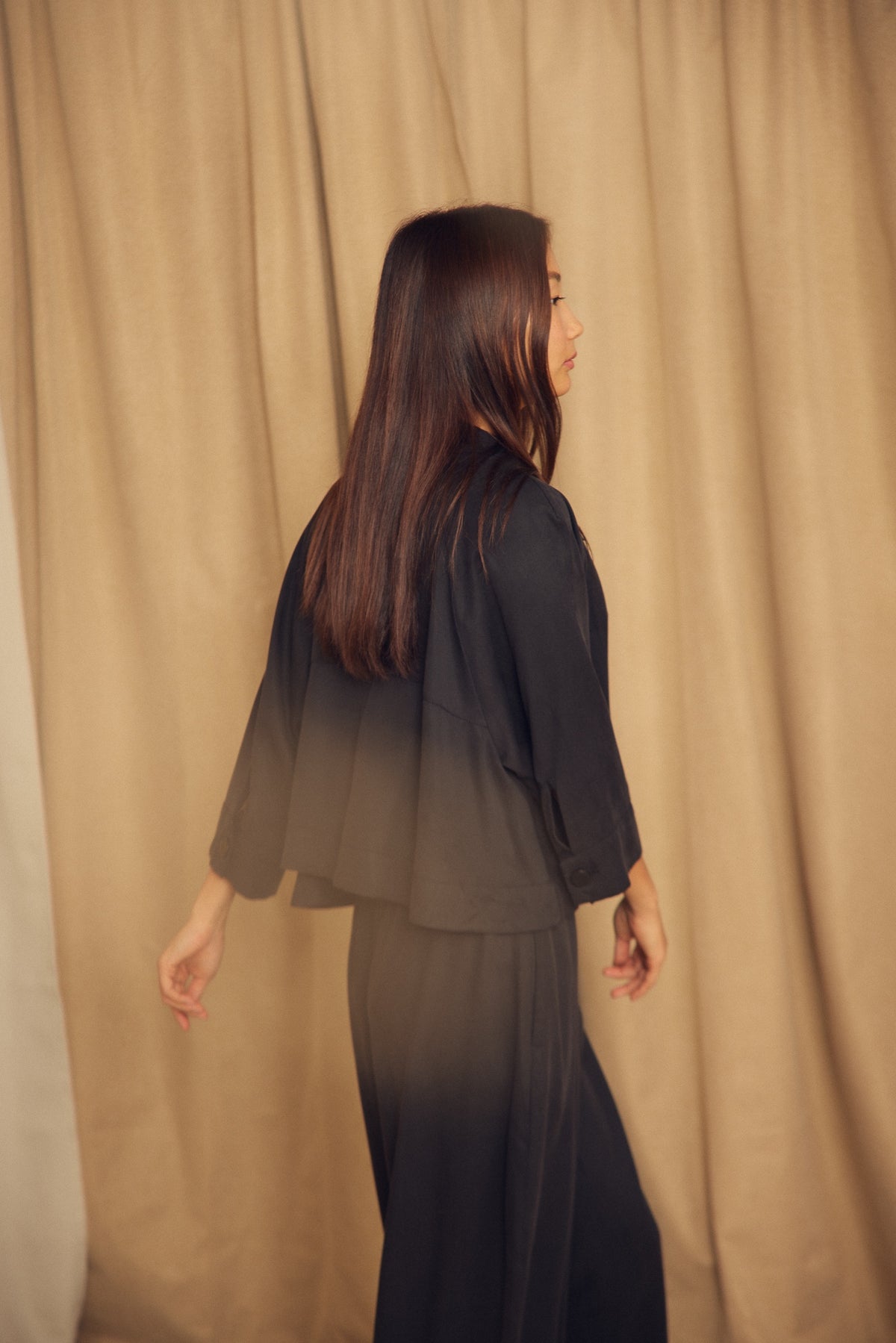 Cossac Flared Jacket in Black Lyocell