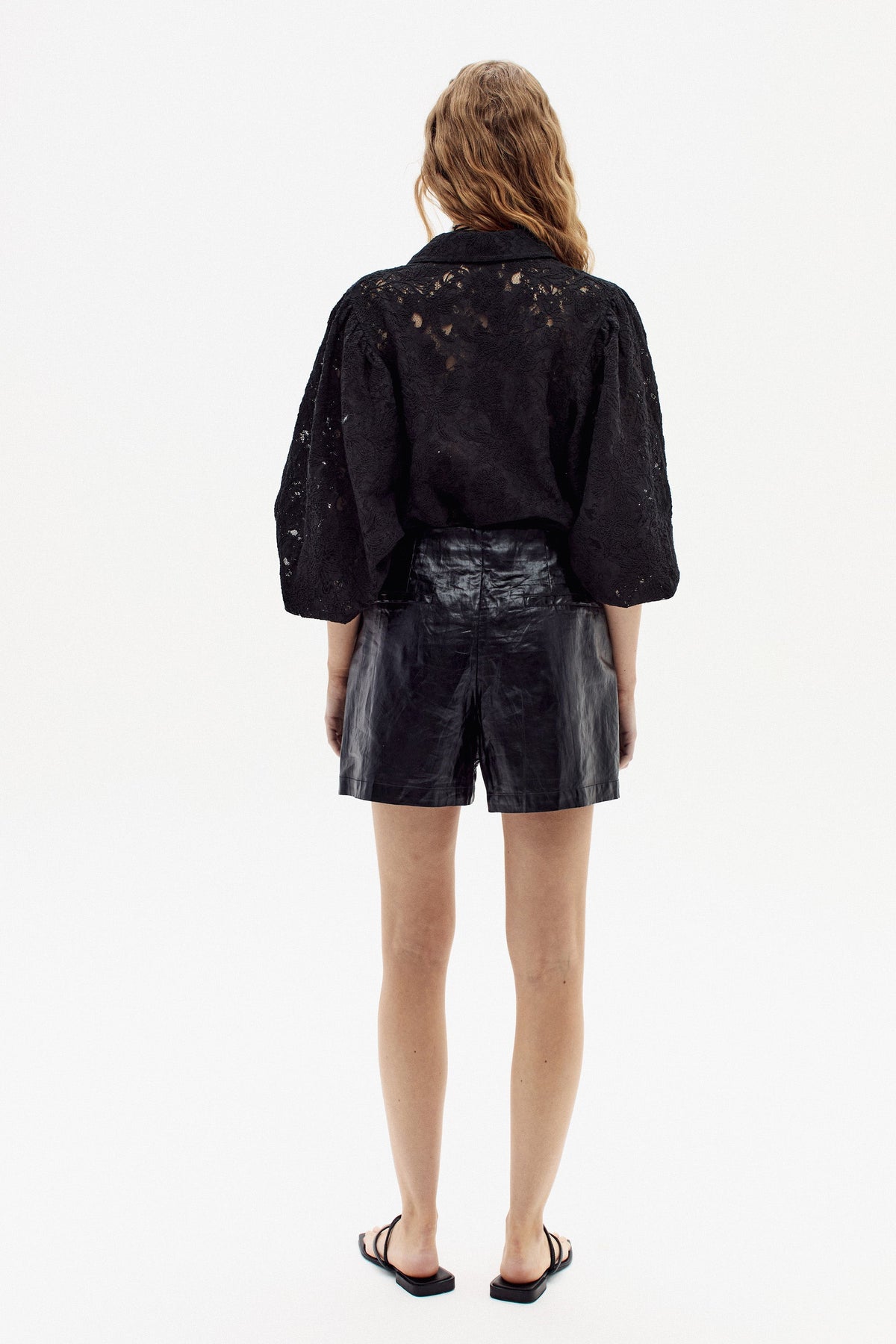 Claire Cotton Lace Shirt- Black